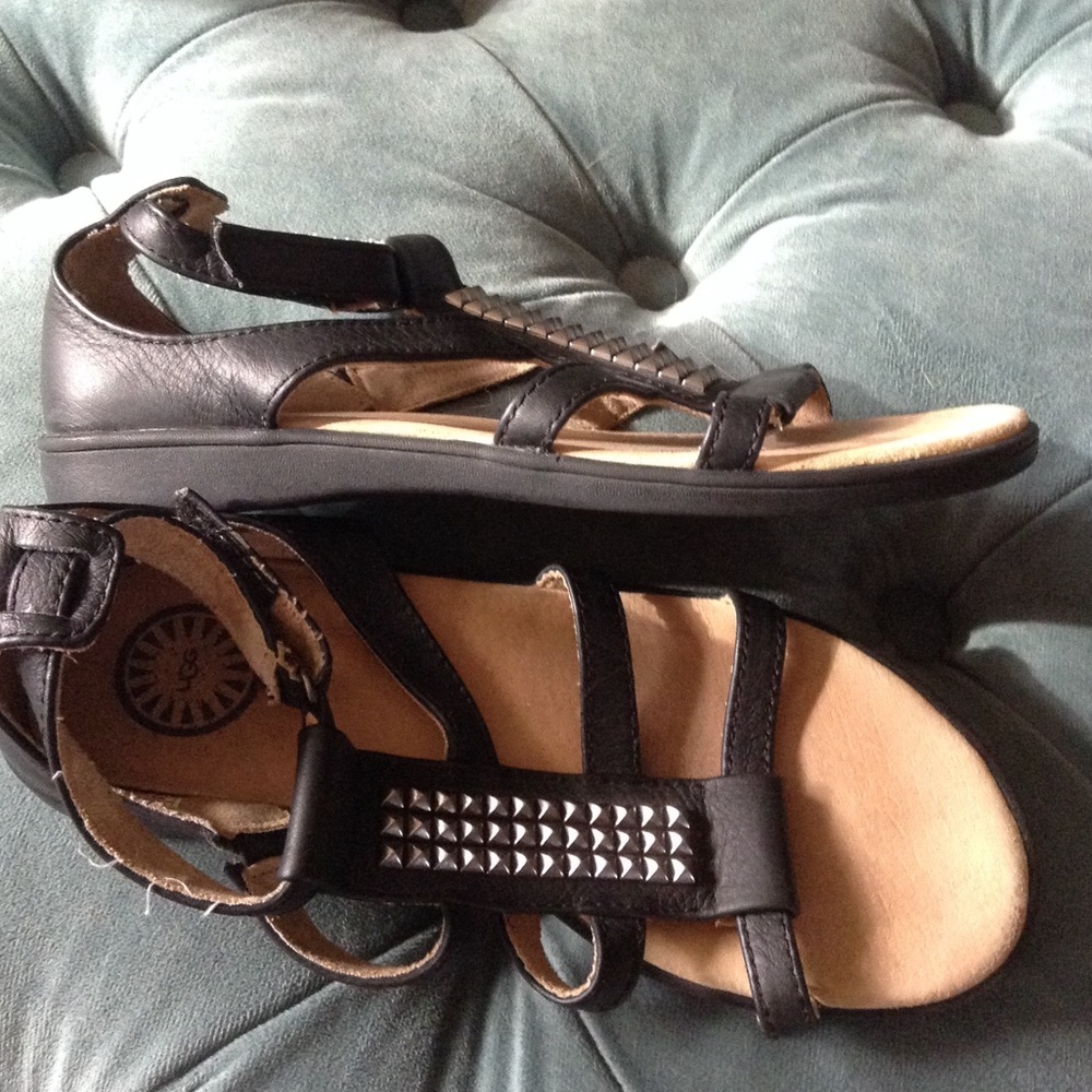 UGG black leather studded sandals 1 (E4)